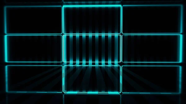 Rendering Linee Neon Blu Astratte — Foto Stock