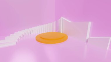 Soyut Ürün Görünümü için Boş Stüdyo 3D Renderleme Pastel Turuncu Arkaplanı