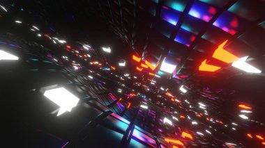 3d soyut ışıltı küp kare nokta şekil ızgara akış şablonu soyut siyah arkaplan oluşturma