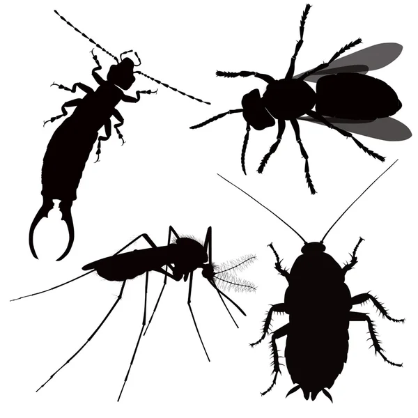黒シルエット危険昆虫 — ストックベクタ