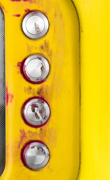 Detalhes de um interfone amarelo — Fotografia de Stock
