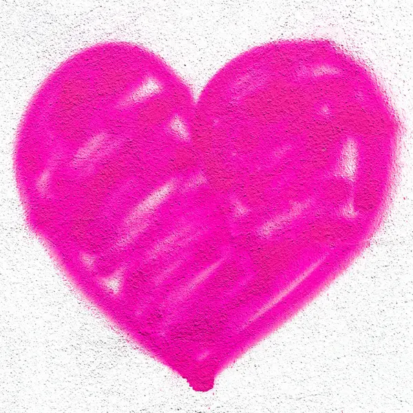 Coração Cor Rosa Parede Tinta Spray Criativa Ideal Para Conceitos — Fotografia de Stock