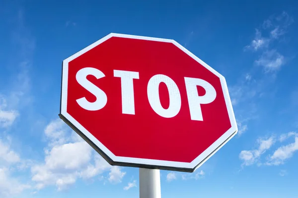 Roadside Red Stop Sign Cloudy Background — Stock Photo, Image