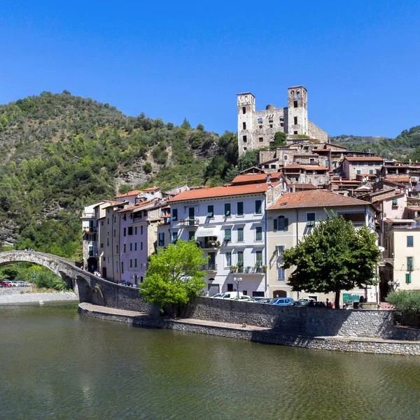 Dolceacqua Town Liguria Italy Monet Bridge River Nervia Hill Located — Stock Photo, Image