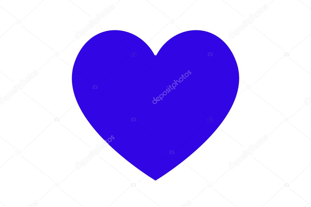 Blue heart illustration over white. Love symbol icon. Valentine's Day. Wedding.