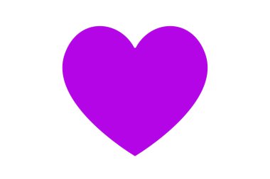 Beyaz yerine mor kalp çizimi. Aşk sembolü simgesi. Sevgililer Günü. Düğün..