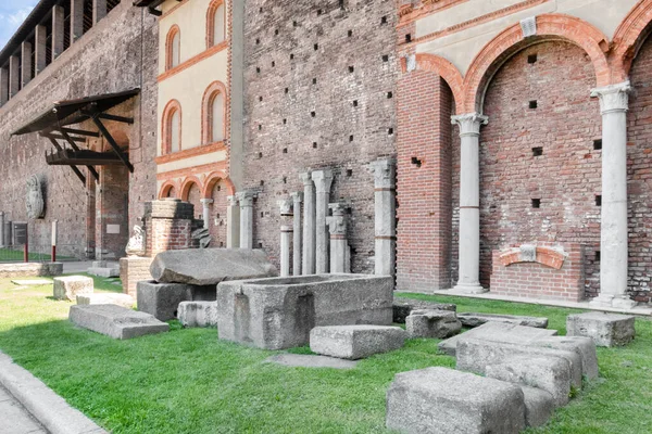 Het Kasteel Van Sforza Castello Sforzesco Milaan Italië Een Van — Stockfoto