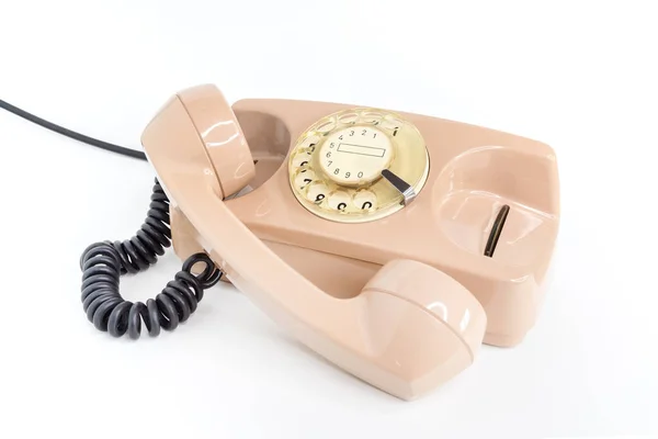 Klasický Telefon Růžové Starý Telefon Izolované Bílém Pozadí — Stock fotografie