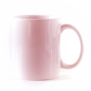 Pembe bir kupa, boş, beyaz arka plan üzerinde izole