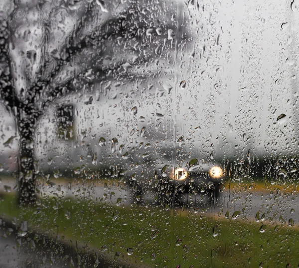 Bad weather driving on a way — Stock Photo, Image