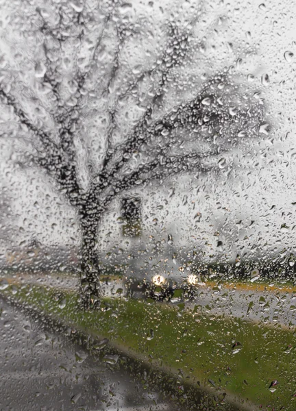 Bad weather driving on a way — Stock Photo, Image