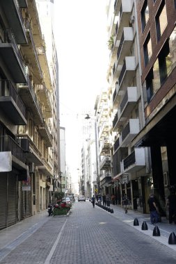 Şehir manzarası Buenos Aires şehir merkezi binalardan ve sokaklardan yüksek irtifa çekti. 