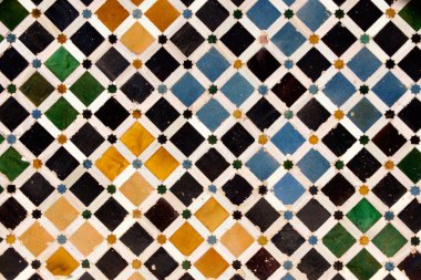 Granada (İspanya). Granada 'daki Alhambra' nın Nasrid Sarayı 'nın içindeki Kısraklar Sarayı' nın Avlusu 'ndaki fayanslar.