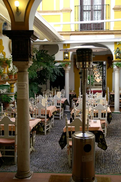 Seville Espagne Restaurant Dans Une Cour Typique Quartier Santa Cruz — Photo