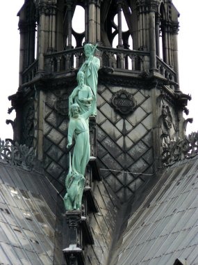 Paris (Fransa). Paris 'teki Notre Dame Katedrali' nin mimari detayları.