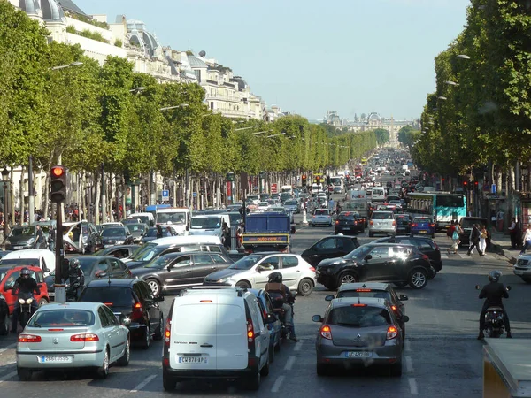 Paris France Busy Traffic Avenue Des Champs Elysees City Paris — Stock Photo, Image