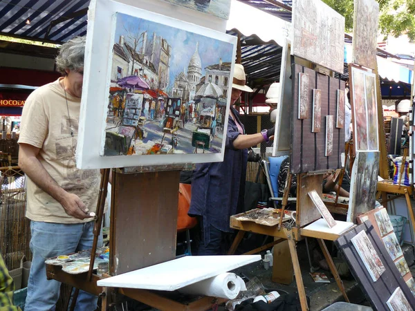 Paryż Francja Artyści Wzgórzu Montmartre Paryżu Obraz Stockowy