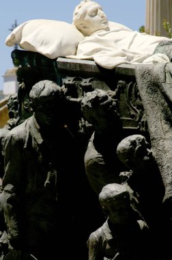 Sevilla (İspanya). Seville 'deki San Fernando mezarlığındaki Joselito el Gallo anıtının ayrıntıları.