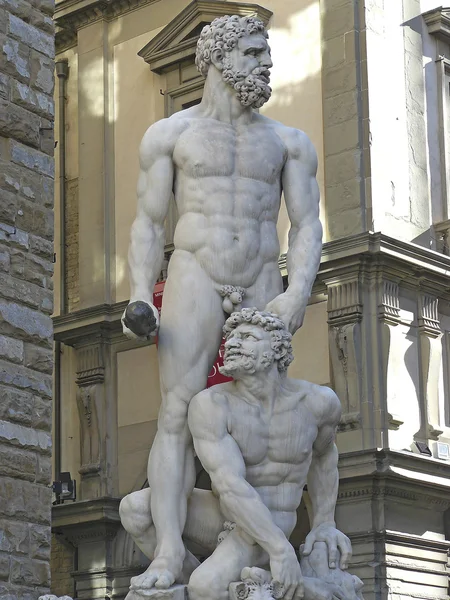 Herkules i Cacus Baccio Bandinelli artysty w Piazza della Signoria we Florencji miasta — Zdjęcie stockowe