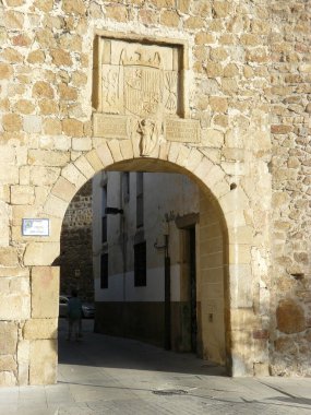 Plasencia (Caceres) İspanya. Plasencia 'nın tarihi merkezinde mimari ayrıntı.
