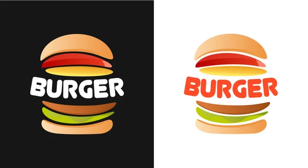 Burger Logo em fundo branco e preto — Fotografia de Stock