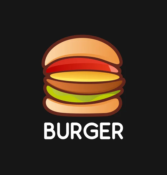 Siyah arka plan üzerine Burger Logo — Stok Vektör