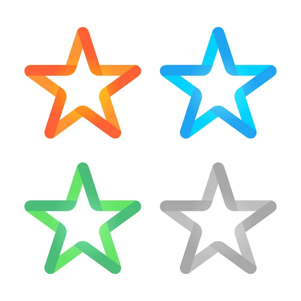 Conjunto de estrellas de estilo en diferentes colores — Vector de stock