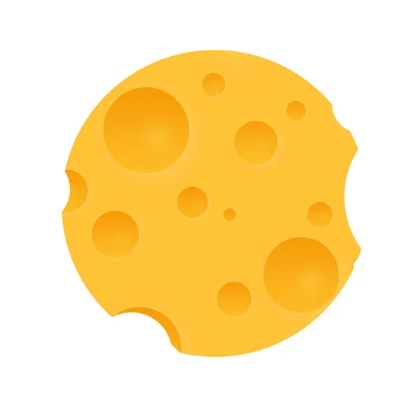 Bundar Piece of Cheese dengan Lubang - Stok Vektor