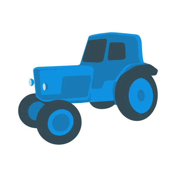 Granja Tractor en color azul — Vector de stock