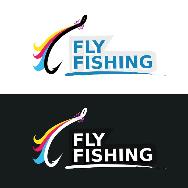 Emblème de la pêche à la mouche — Image vectorielle