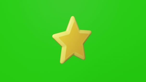 Yellow Star on black and green background with alpha mask footage — Stock Video