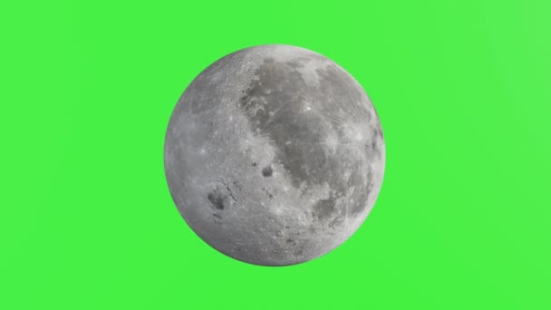 Luna llena girando aislada sobre fondo verde mate clave — Vídeo de stock