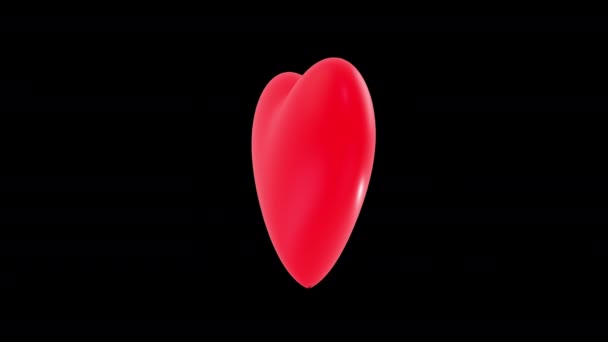 Corazón rojo en pantalla verde mate aislado con canal Alpha — Vídeo de stock