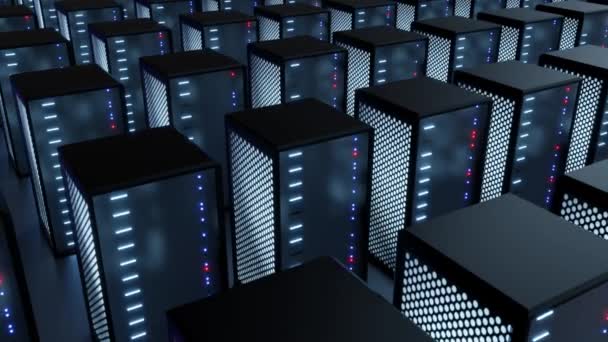 Sala de servidores de data center com hardware para computação em nuvem — Vídeo de Stock