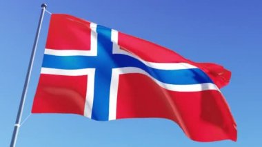 Norveç bayrak videosu - 3d Norveç bayrak döngü görüntüsü gündüz vakti