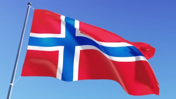 Norwegian flag video - 3d Norway Flag loop footage at day light — Αρχείο Βίντεο