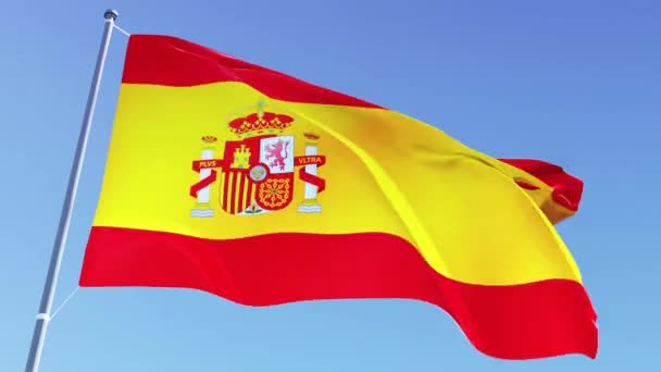 Vídeo de la bandera de España - Imágenes 3D del bucle de la bandera de España a la luz del día — Vídeos de Stock