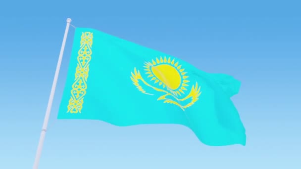 Kazachse vlag video. 3d Vlag van Kazachstan lusmateriaal bij daglicht — Stockvideo