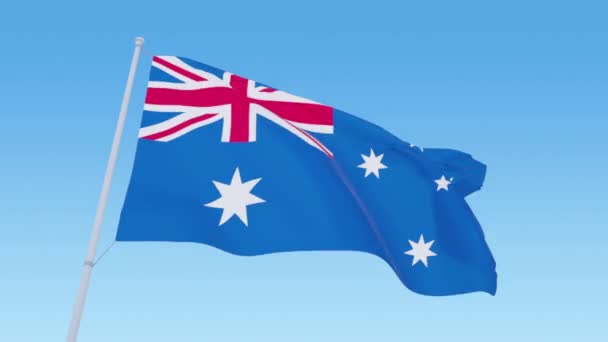 Bandeira Australiana. 3d Bandeira da Austrália loop footage na luz do dia — Vídeo de Stock