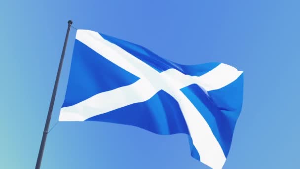 Video se skotskou vlajkou. 3d Flag of Scotland smyčka záběry za denního světla — Stock video