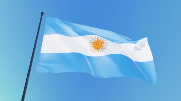 Österreichisches Fahnenvideo. 3d Flagge Argentiniens Schleifenaufnahmen bei Tageslicht — Stockvideo