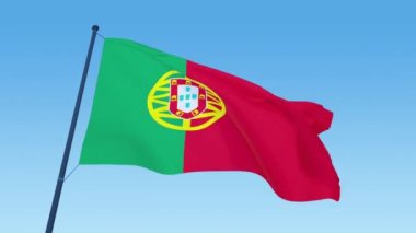 Portekiz bayrak döngü görüntüleri gün ışığında yükseliyor.