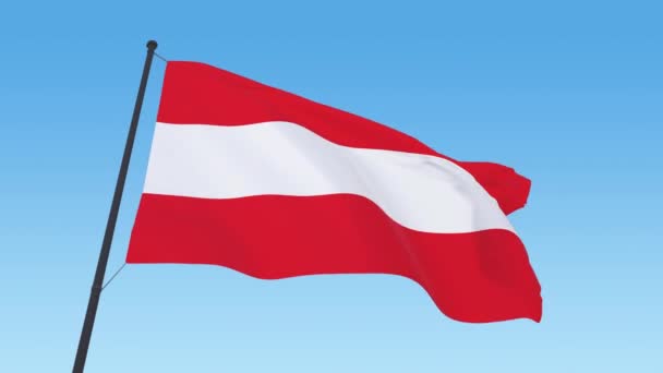 Bandeira austríaca vídeo. 3d insígnia de Áustria loop de imagens à luz do dia — Vídeo de Stock