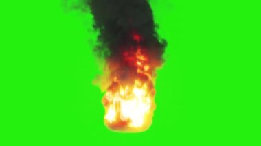 Kızgın ateş yeşil ekran mat üzerinde anahtarlama için izole