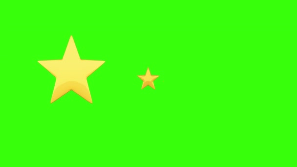 Tři zlaté hvězdy na zeleném matném pozadí izolované pro klíč — Stock video