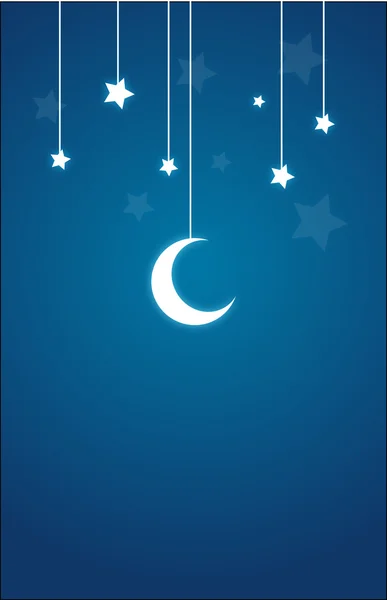 Kart içinde gece Tema, ay, yıldız mevcut