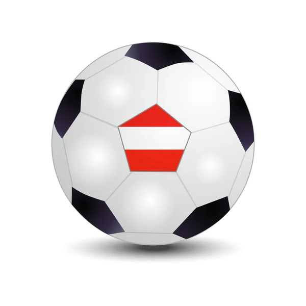 Drapeau de l'Autriche sur le ballon de football — Image vectorielle