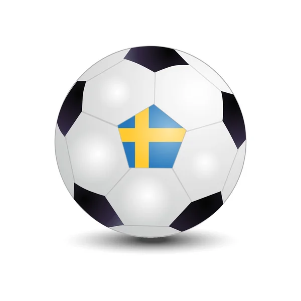 Bandeira da Suécia em bola de futebol — Vetor de Stock