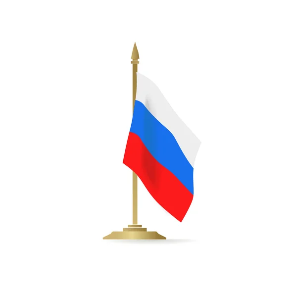 Stant bendera Rusia pada ruang putih - Stok Vektor