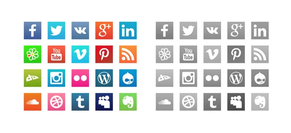 Set of social media icons — Stock Vector